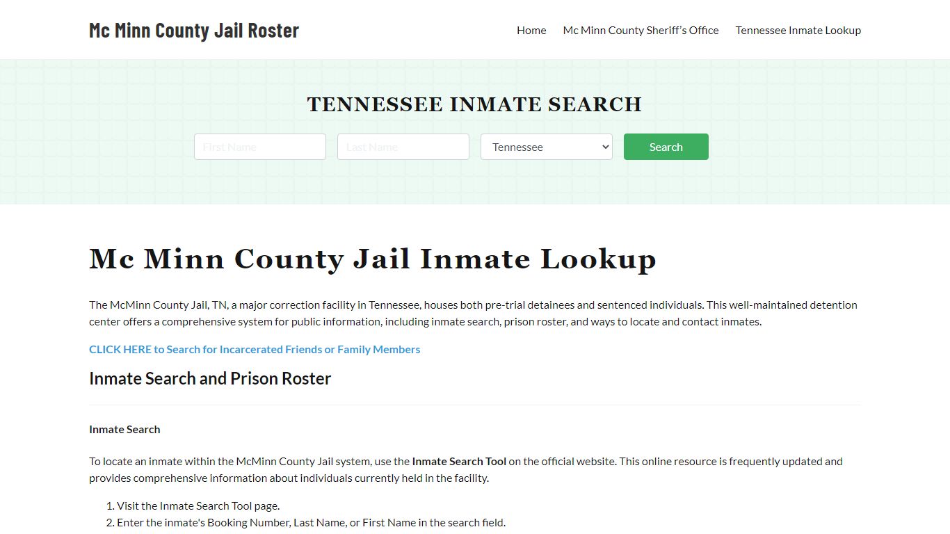 Mc Minn County Jail Roster Lookup, TN, Inmate Search