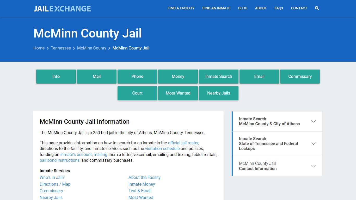 McMinn County Jail, TN Inmate Search, Information